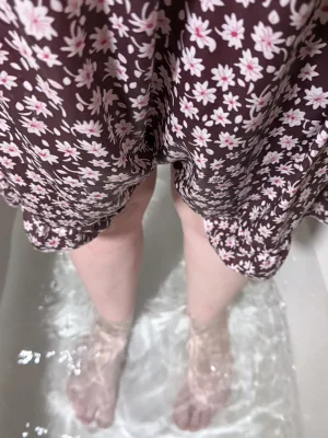 Bathed in a dress