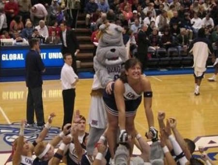 mascot and cheerleader