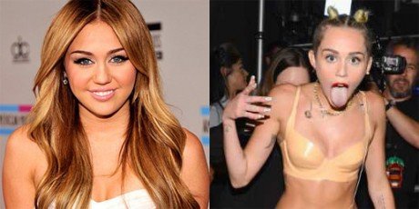 Miley Cyrus then and now