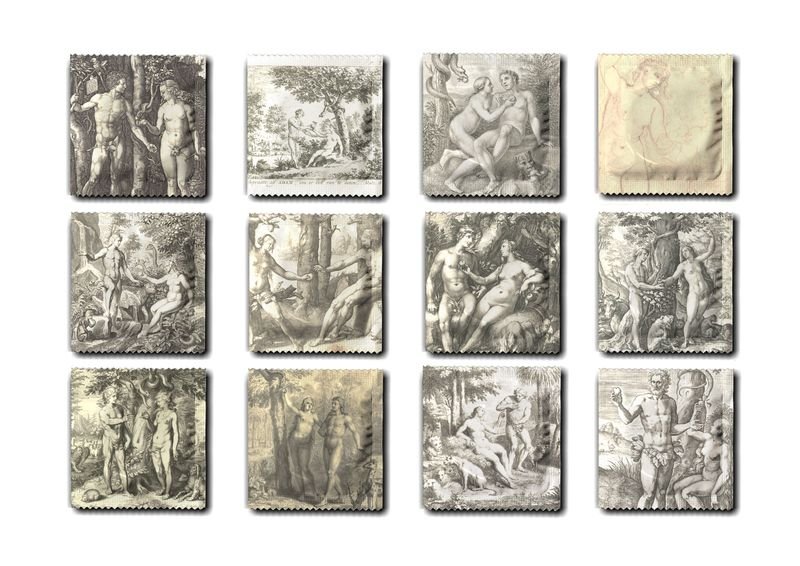 'Eden Condoms' feature iconic images of Adam and Eve on the packaging.