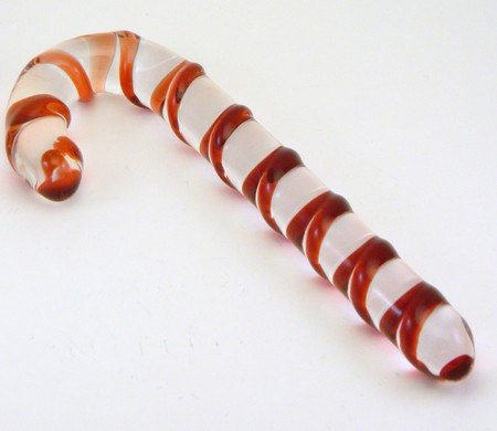 Glass Dildo Candy Cane G-Spot Stimulator