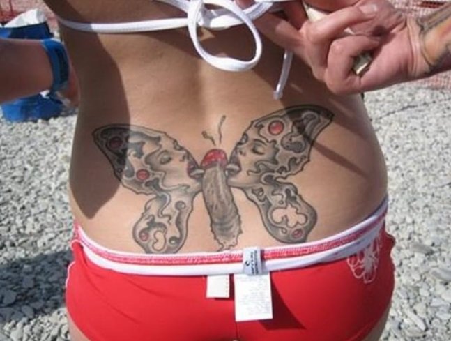 tramp stamp tattoo oral sex tattoo butterfly
